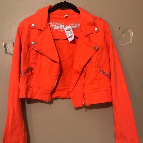 Charlotte Russe Jackets & Blazers - Orange cropped jean jacket